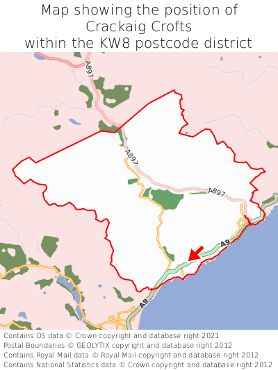 Map showing location of Crackaig Crofts within KW8