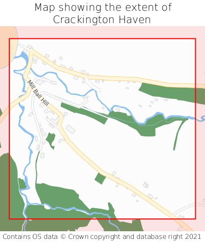 Map showing extent of Crackington Haven as bounding box
