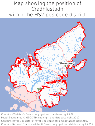 Map showing location of Cradhlastadh within HS2