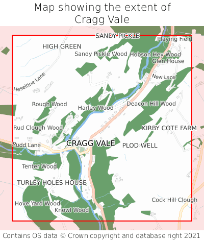 Map showing extent of Cragg Vale as bounding box