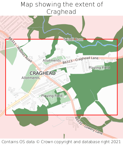 Map showing extent of Craghead as bounding box