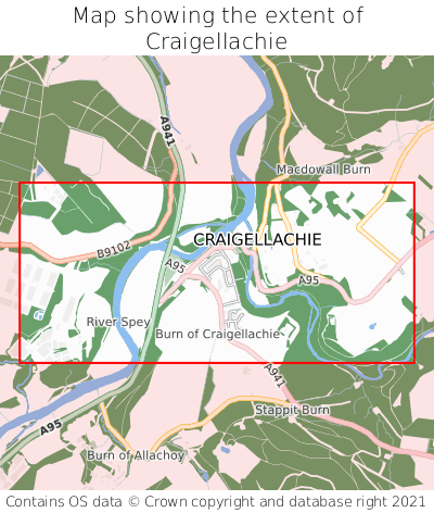 Map showing extent of Craigellachie as bounding box