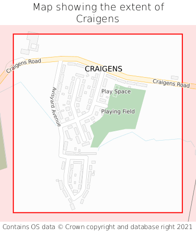 Map showing extent of Craigens as bounding box