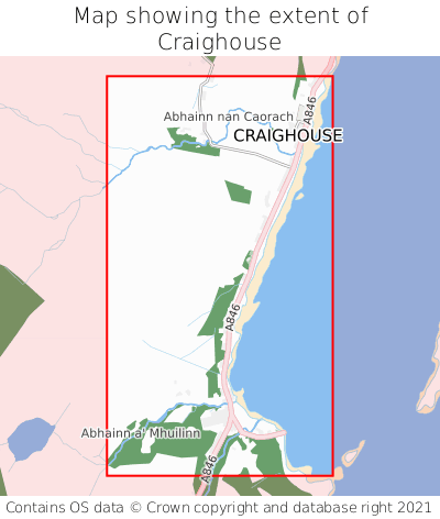 Map showing extent of Craighouse as bounding box