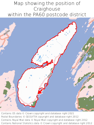 Map showing location of Craighouse within PA60