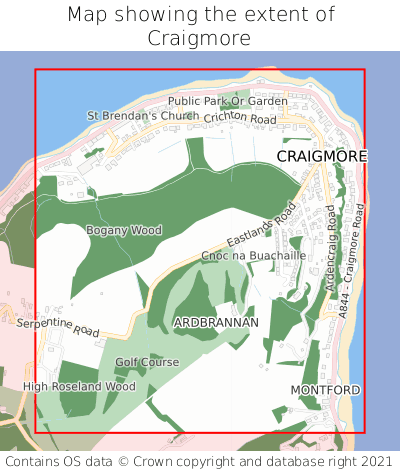 Map showing extent of Craigmore as bounding box