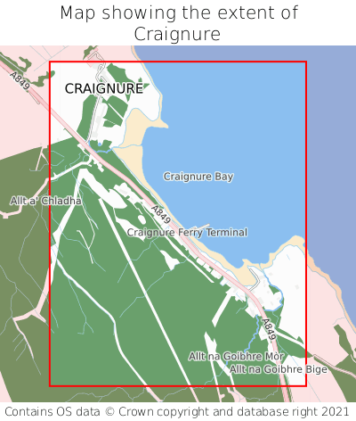 Map showing extent of Craignure as bounding box