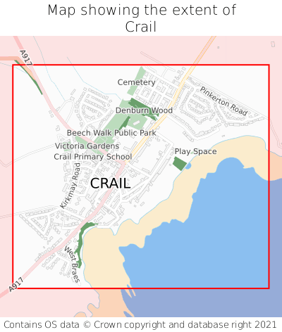 Map showing extent of Crail as bounding box