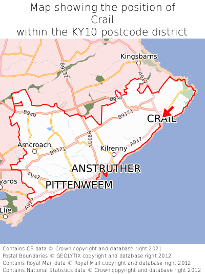 Map showing location of Crail within KY10