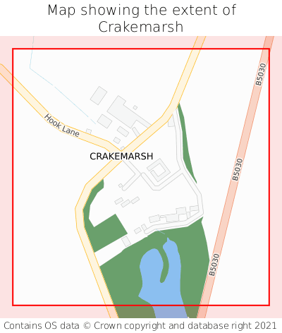 Map showing extent of Crakemarsh as bounding box
