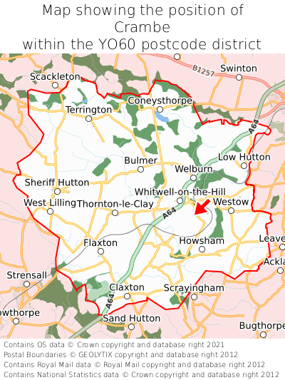 Map showing location of Crambe within YO60