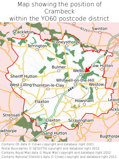 Map showing location of Crambeck within YO60