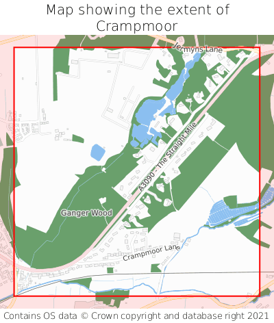 Map showing extent of Crampmoor as bounding box