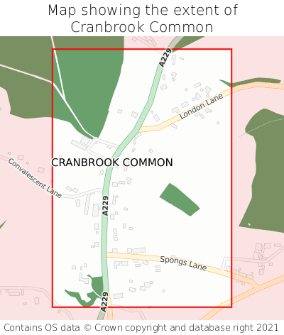 Map showing extent of Cranbrook Common as bounding box