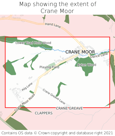 Map showing extent of Crane Moor as bounding box