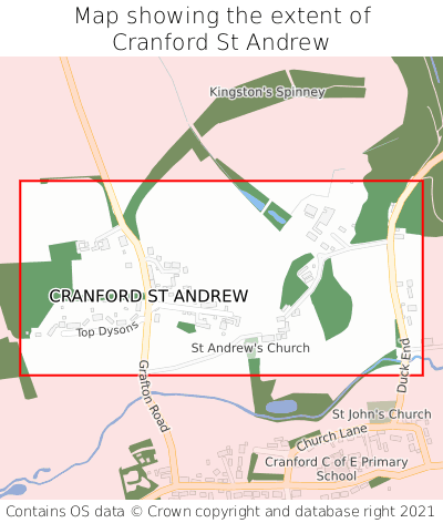 Map showing extent of Cranford St Andrew as bounding box