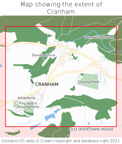 Map showing extent of Cranham as bounding box