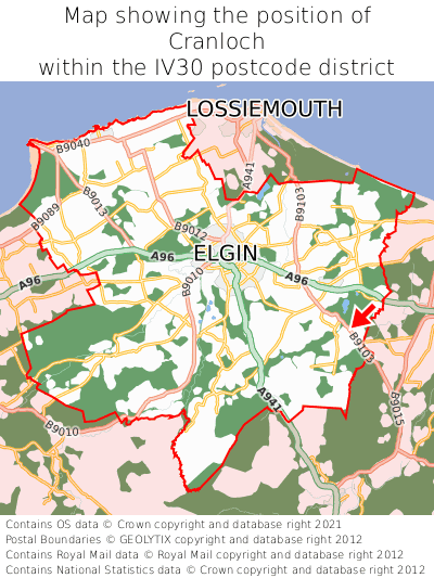 Map showing location of Cranloch within IV30