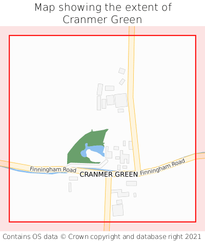 Map showing extent of Cranmer Green as bounding box