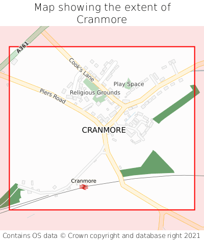 Map showing extent of Cranmore as bounding box