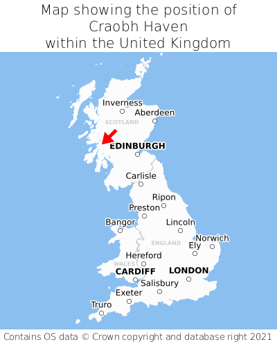 Map showing location of Craobh Haven within the UK