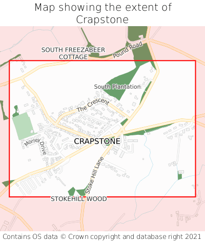 Map showing extent of Crapstone as bounding box