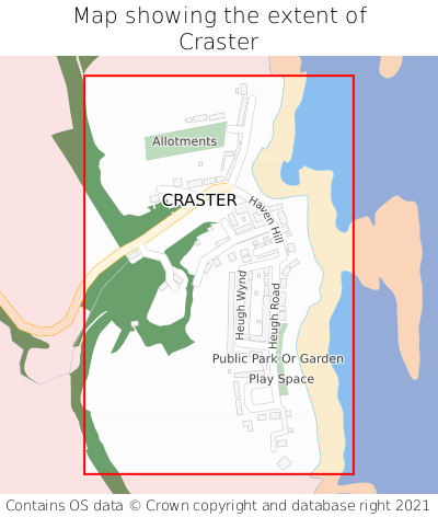 Map showing extent of Craster as bounding box