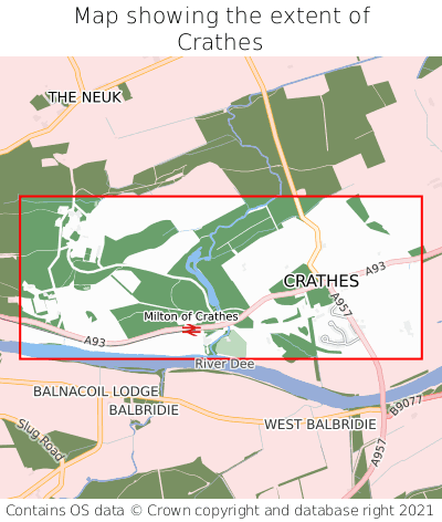 Map showing extent of Crathes as bounding box