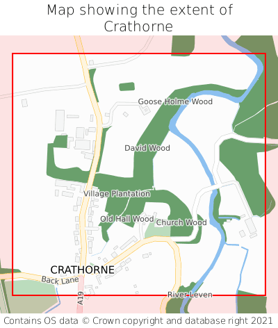 Map showing extent of Crathorne as bounding box