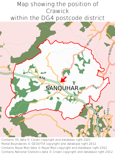 Map showing location of Crawick within DG4