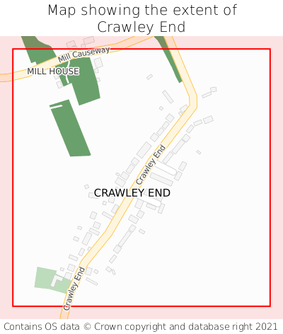 Map showing extent of Crawley End as bounding box