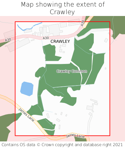 Map showing extent of Crawley as bounding box