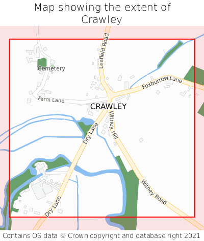 Map showing extent of Crawley as bounding box