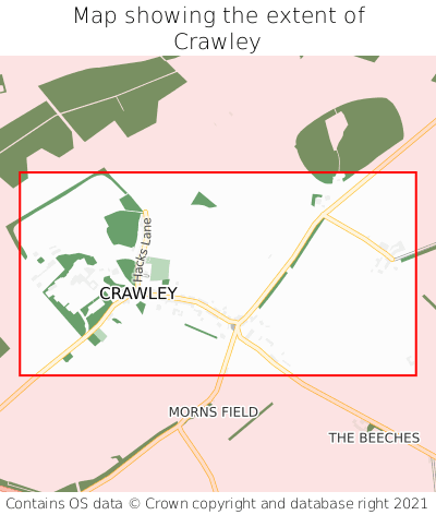 Map showing extent of Crawley as bounding box