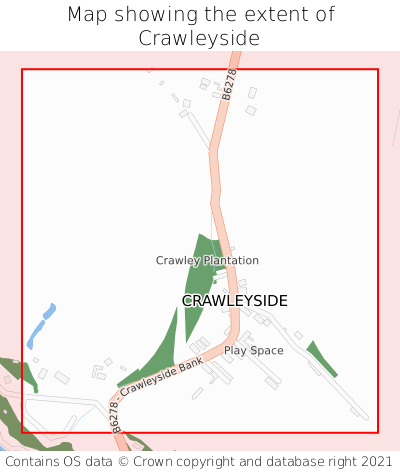 Map showing extent of Crawleyside as bounding box