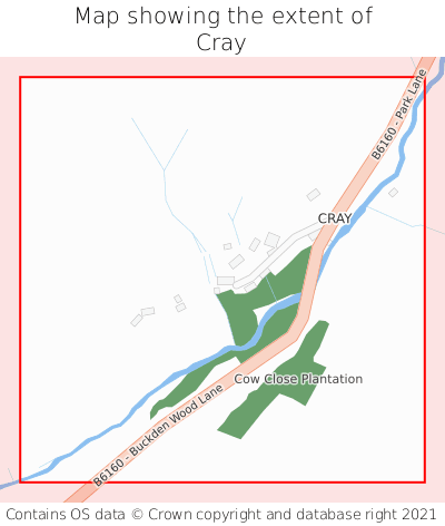 Map showing extent of Cray as bounding box