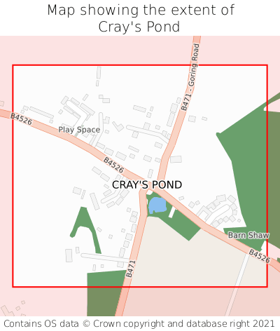Map showing extent of Cray's Pond as bounding box