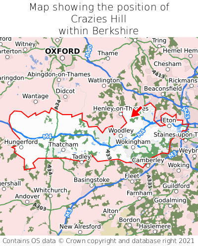 Map showing location of Crazies Hill within Berkshire