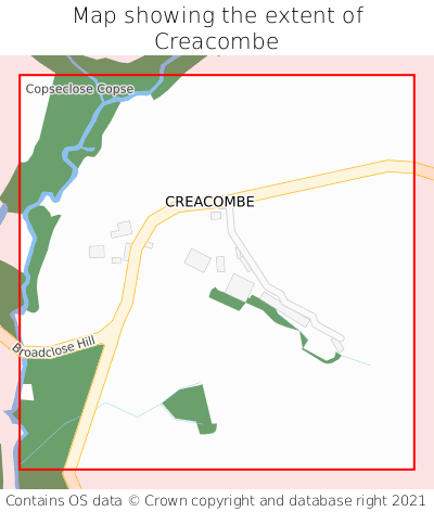 Map showing extent of Creacombe as bounding box
