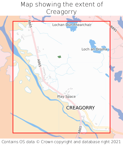 Map showing extent of Creagorry as bounding box