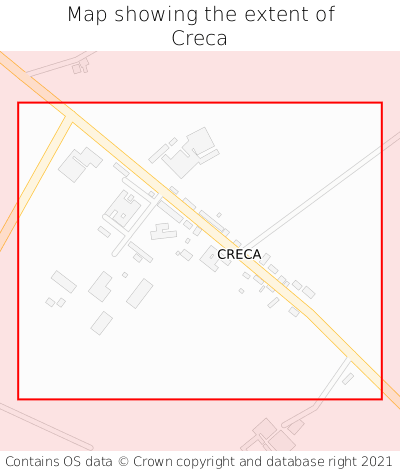 Map showing extent of Creca as bounding box