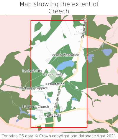 Map showing extent of Creech as bounding box