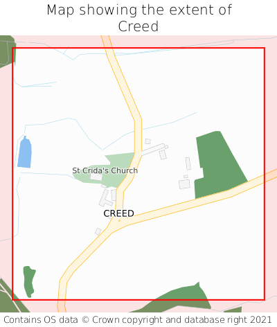 Map showing extent of Creed as bounding box