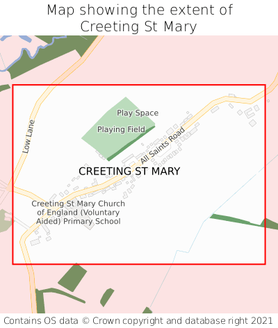 Map showing extent of Creeting St Mary as bounding box