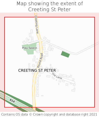Map showing extent of Creeting St Peter as bounding box