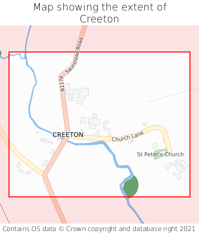 Map showing extent of Creeton as bounding box