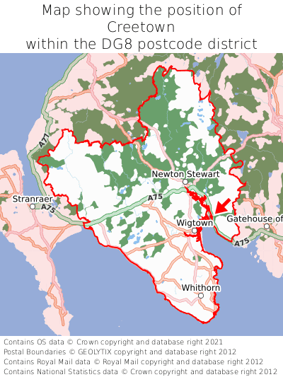 Map showing location of Creetown within DG8
