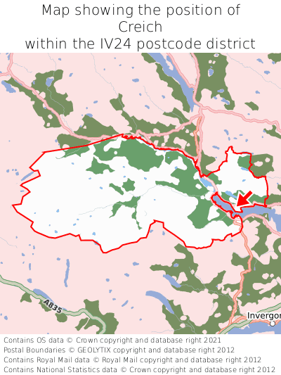 Map showing location of Creich within IV24