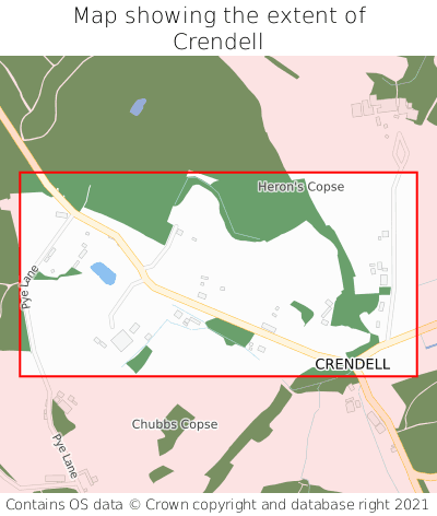 Map showing extent of Crendell as bounding box