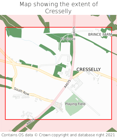 Map showing extent of Cresselly as bounding box